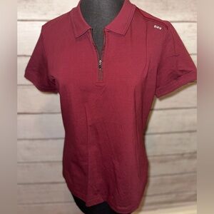 BMW Large Burgundy Polo Shirt Pickleball Tennis Short Sleeve Golf Activewear